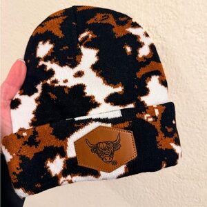 Brown and White Patterned Beanie